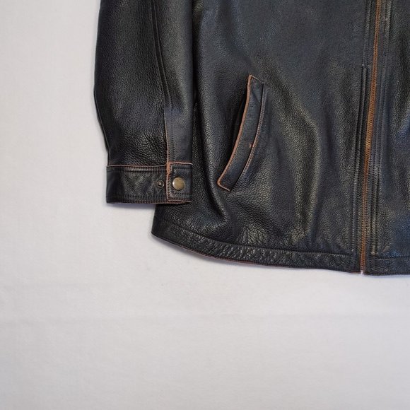 Sonoma Men’s Brown Heavy Leather Jacket Size XL Zip Front Collared Lined - Picture 7 of 13